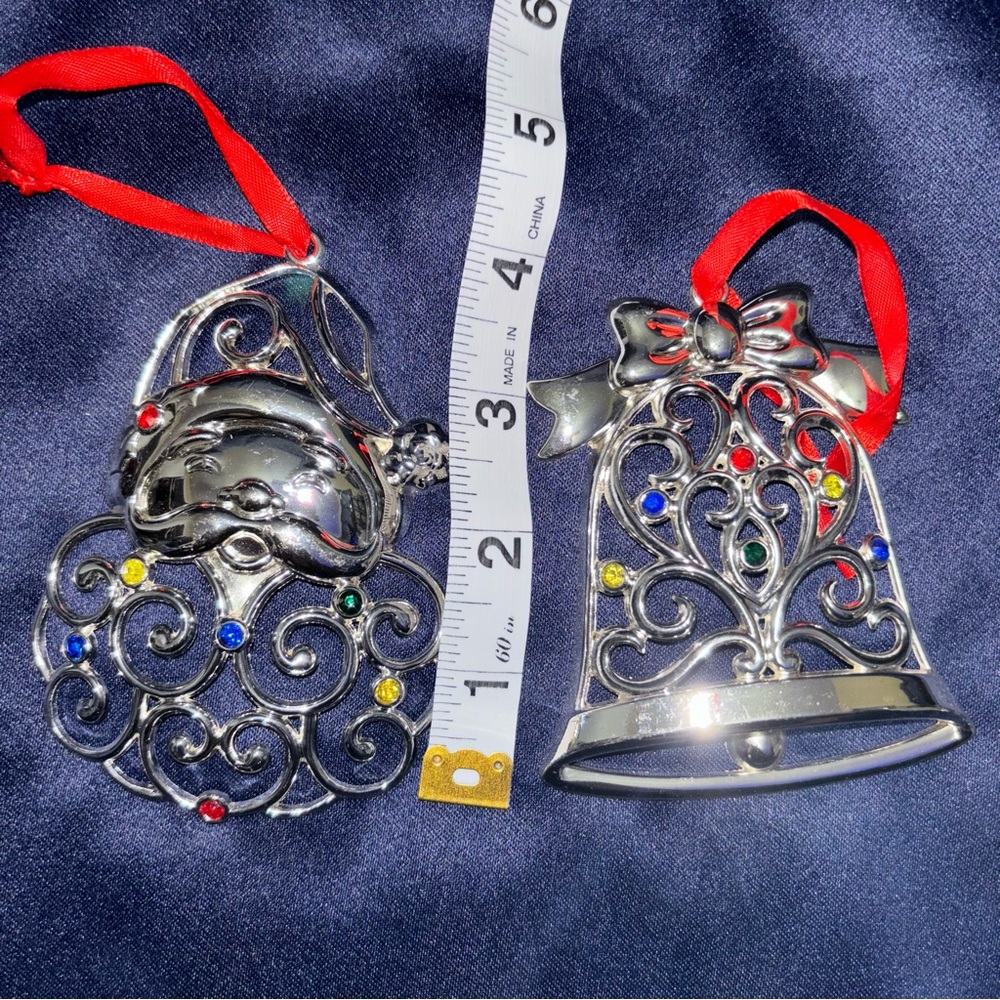 Lenox Sparkle and Scroll Multi-Crystal Silver-plated Ornaments Lot Of 5 - Picture 2 of 9